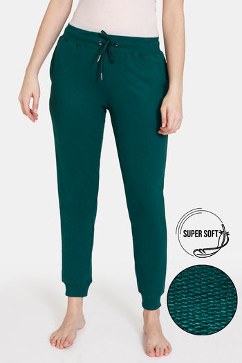 Buy Zivame Soft Terry Fabric Knit Cotton Loungewear Pants - Rain Forest